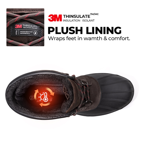 Men's Waterproof Winter Snow Boots - DARK BROWN BLACK - 1