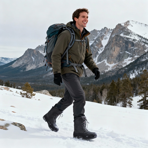 Men's Waterproof Winter Snow Boots - GREY-BLACK - 6