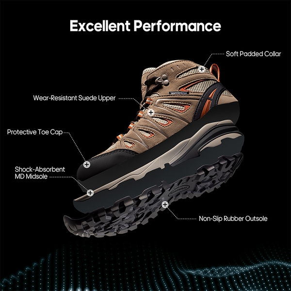 Women's Suede Waterproof Hiking Boots 【Wide Fit】 - BROWN - 5