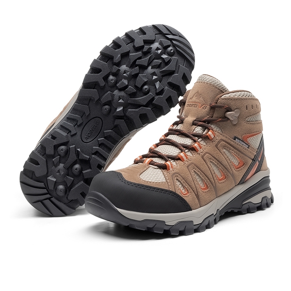 Women's Suede Waterproof Hiking Boots 【Wide Fit】 - BROWN - 1