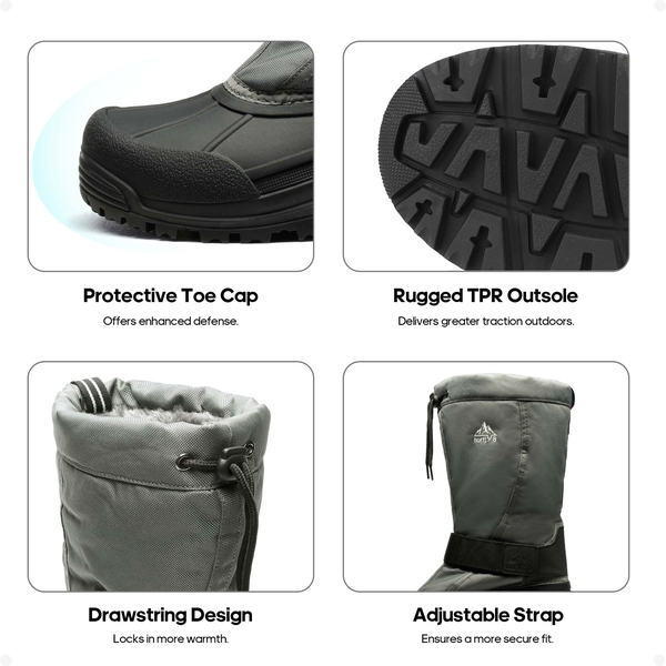 Men's Tall Winter Snow Boots - GREY/BLACK - 1