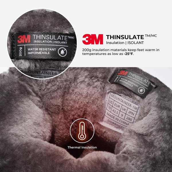 Men's Fur Lined Slip-Resistant Durable Snow Boots - BLACK - 1