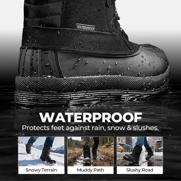 Men's Waterproof Winter Snow Boots - BLACK - 3