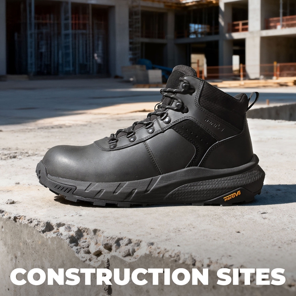Men's Water-Resistant Nano Toe Work Boots - BLACK - 8