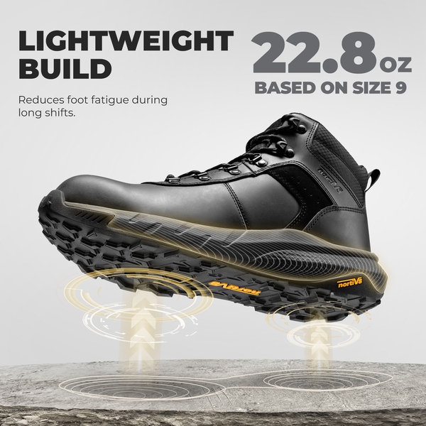 Men's Water-Resistant Nano Toe Work Boots - BLACK - 3