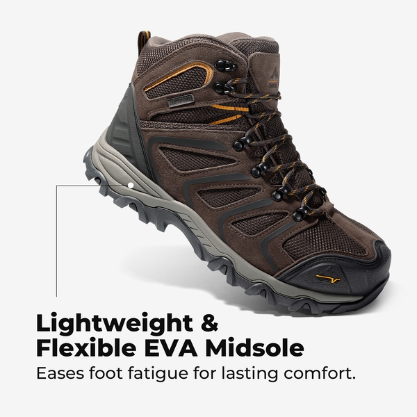 Men's Waterproof Steel Toe Cap Work Boots - BROWN - 4