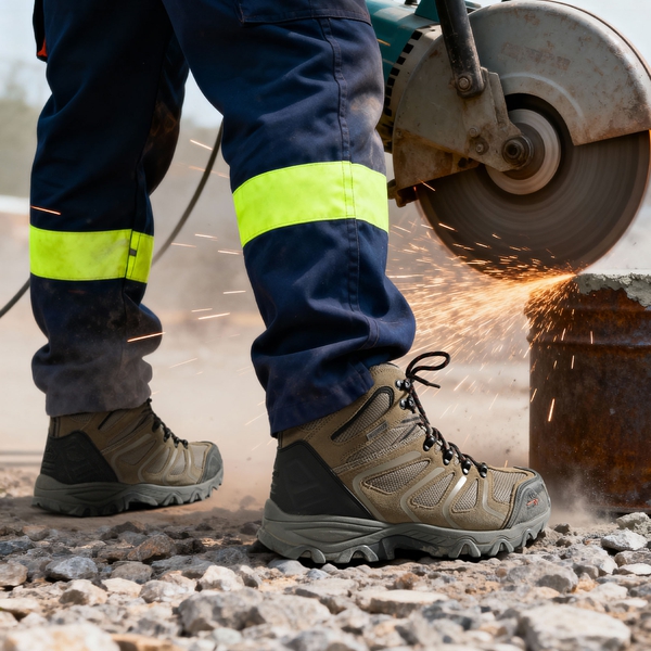 Men's Waterproof Steel Toe Cap Work Boots - TAUPE - 6