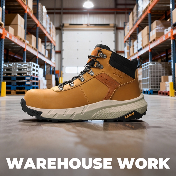 Men's Water-Resistant Nano Toe Work Boots - BROWN - 8