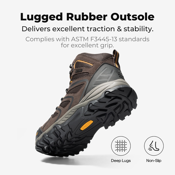 Men's Waterproof Steel Toe Cap Work Boots - BROWN - 3