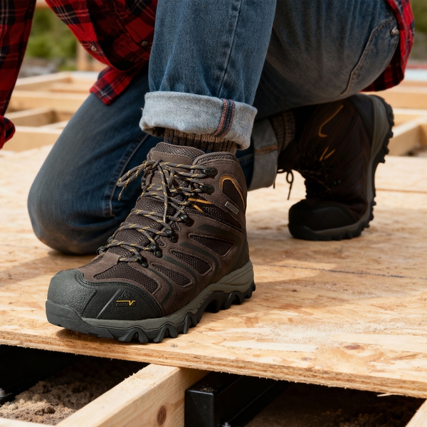 Men's Waterproof Steel Toe Cap Work Boots - BROWN - 6