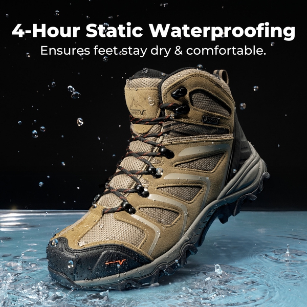 Men's Waterproof Steel Toe Cap Work Boots - TAUPE - 2