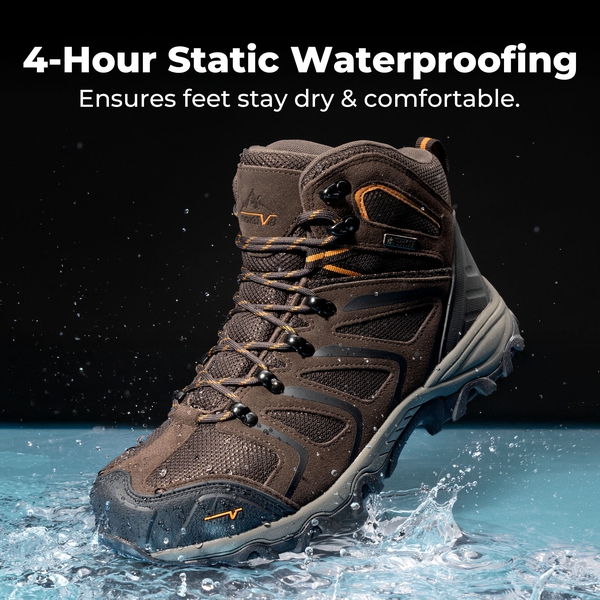 Men's Waterproof Steel Toe Cap Work Boots - BROWN - 2