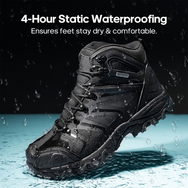 Men's Steel Toe Waterproof Work Safety Boots - ALL BLACK - 2