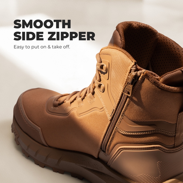 Men's Slip-Resistance Nano Toe Work Boots - COYOTE - 5