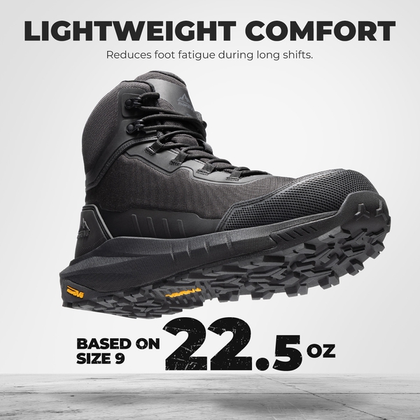 Men's Slip-Resistance Nano Toe Work Boots - BLACK - 4