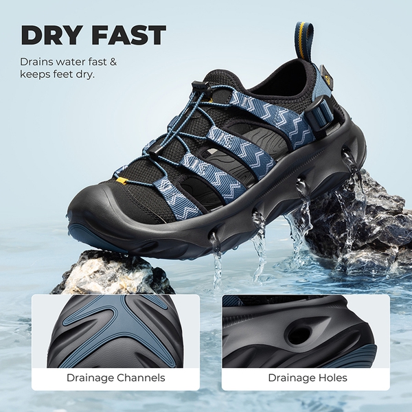 Men's Breathable Mesh Upper Water Sandals Shoes - BLUE/BLACK - 3