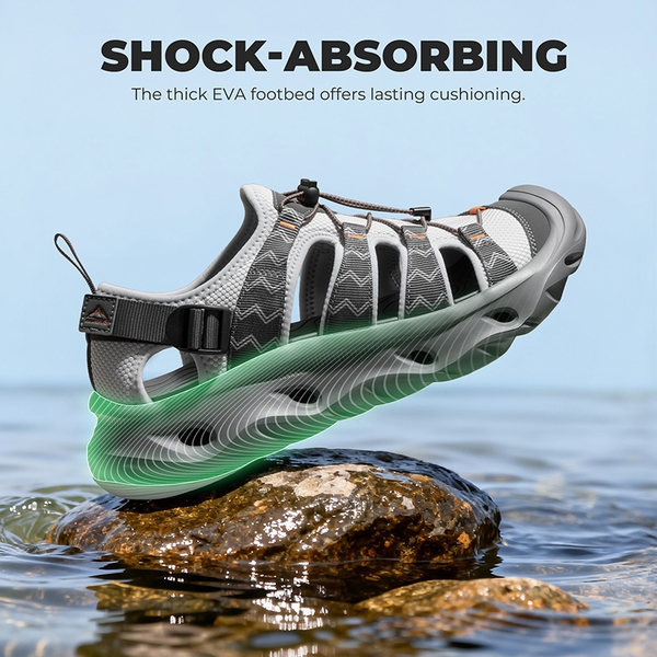 Men's Breathable Mesh Upper Water Sandals Shoes - GREY - 4