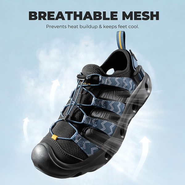 Men's Breathable Mesh Upper Water Sandals Shoes - BLUE/BLACK - 6