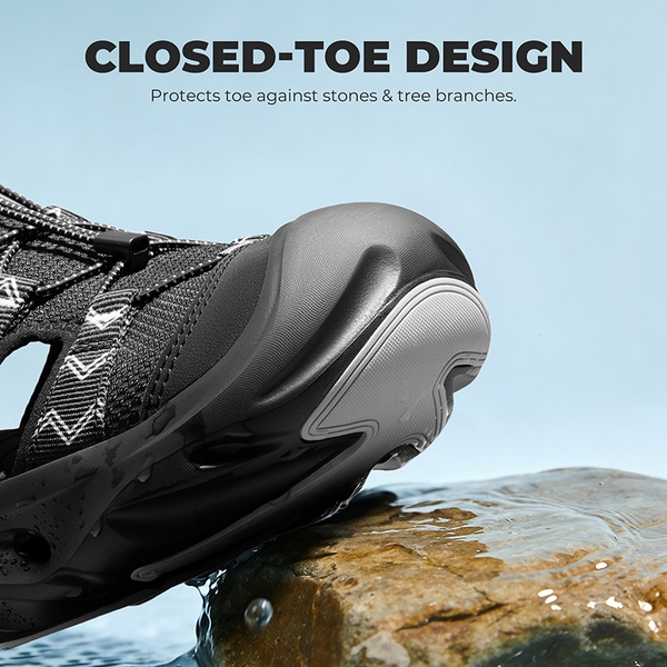 Men's Breathable Mesh Upper Water Sandals Shoes - BLACK - 7