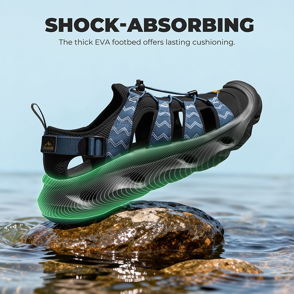 Men's Breathable Mesh Upper Water Sandals Shoes - BLUE/BLACK - 4
