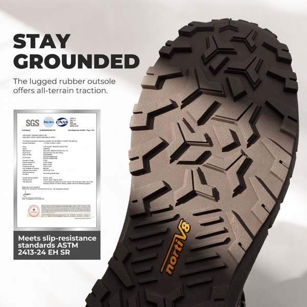 Men's Slip-Resistance Nano Toe Work Boots - DARK BROWN - 6