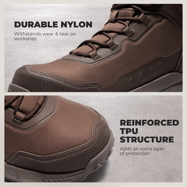 Men's Slip-Resistance Nano Toe Work Boots - DARK BROWN - 7