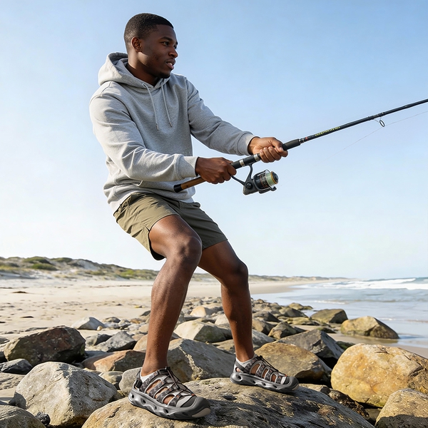 Men's Breathable Mesh Upper Water Sandals Shoes - GREY - 9