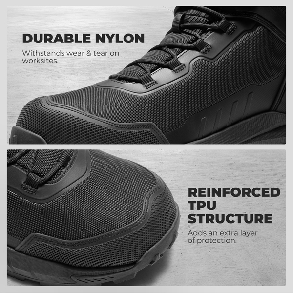 Men's Slip-Resistance Nano Toe Work Boots - BLACK - 7