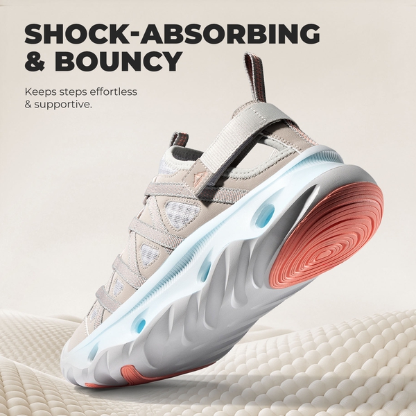 Men's Shock Absorption Comfortable Water Sandals Shoes - LIGHT GREY - 6