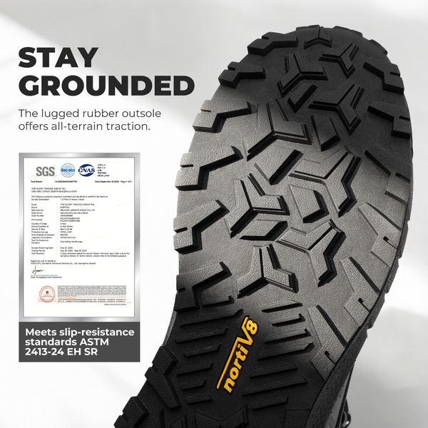 Men's Slip-Resistance Nano Toe Work Boots - BLACK - 6