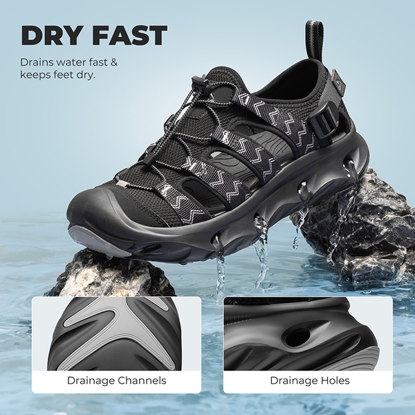 Men's Breathable Mesh Upper Water Sandals Shoes - BLACK - 3