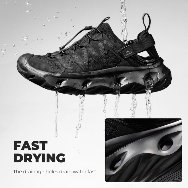 Men's Shock Absorption Comfortable Water Sandals Shoes - BLACK - 4