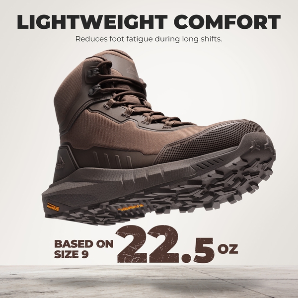 Men's Slip-Resistance Nano Toe Work Boots - DARK BROWN - 4