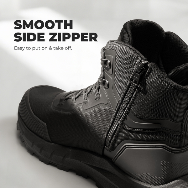 Men's Slip-Resistance Nano Toe Work Boots - BLACK - 5