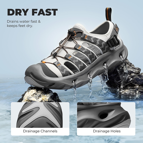 Men's Breathable Mesh Upper Water Sandals Shoes - GREY - 3