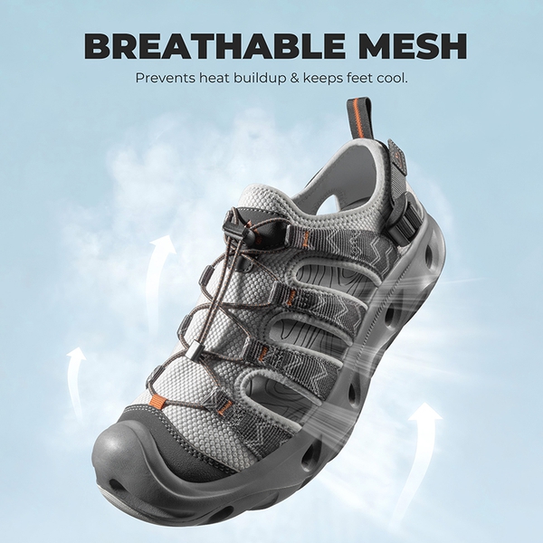 Men's Breathable Mesh Upper Water Sandals Shoes - GREY - 6