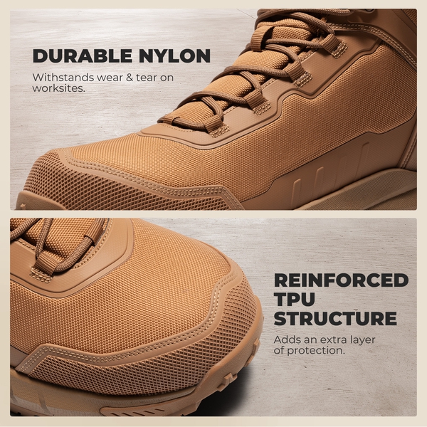 Men's Slip-Resistance Nano Toe Work Boots - COYOTE - 7