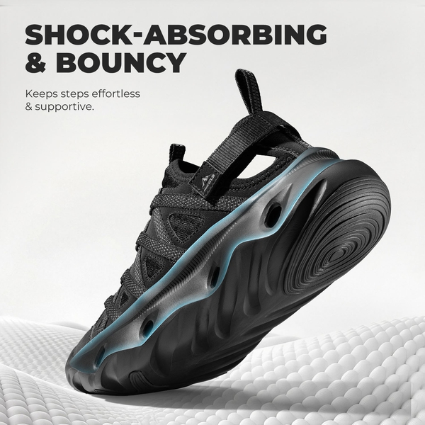 Men's Shock Absorption Comfortable Water Sandals Shoes - BLACK - 6
