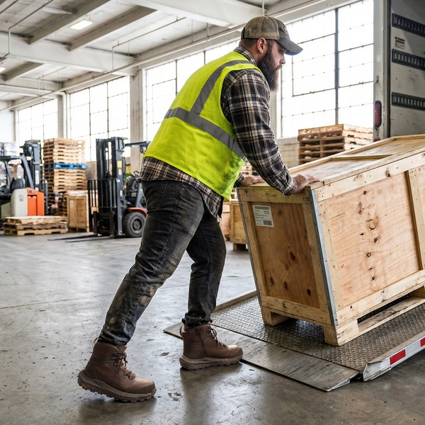 Men's Slip-Resistance Nano Toe Work Boots - DARK BROWN - 10