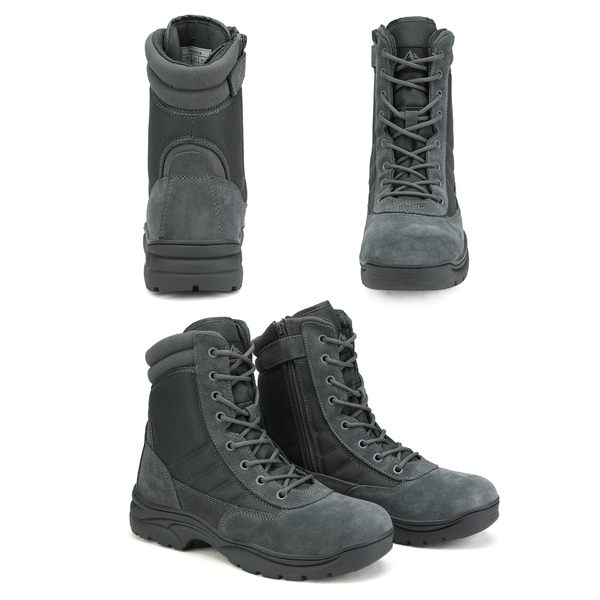 Men's Wide Military Tactical Work Boots【Wide Fit】 - DARK GREY-8 INCHES - 2