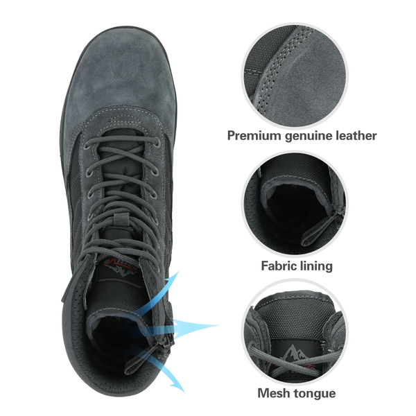 Men's Wide Military Tactical Work Boots【Wide Fit】 - DARK GREY-8 INCHES - 4