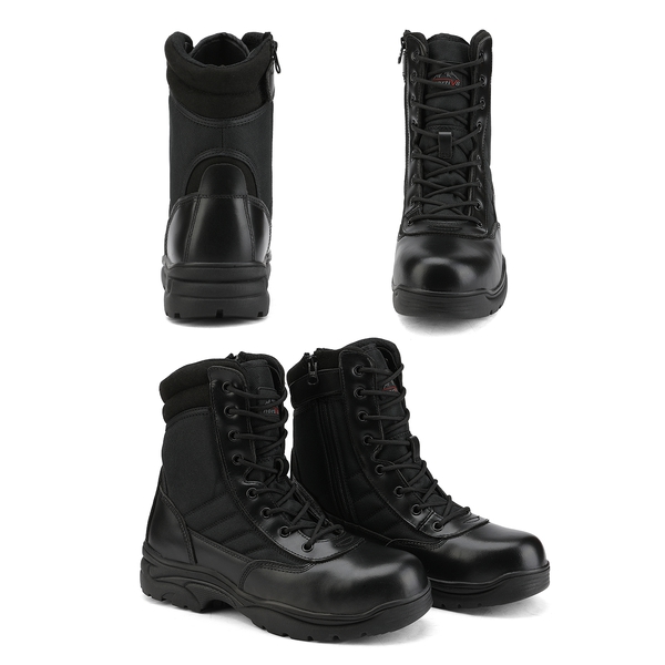 Men's Wide Military Tactical Work Boots【Wide Fit】 - BLACK - 2