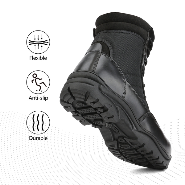 Men's Wide Military Tactical Work Boots【Wide Fit】 - BLACK - 1