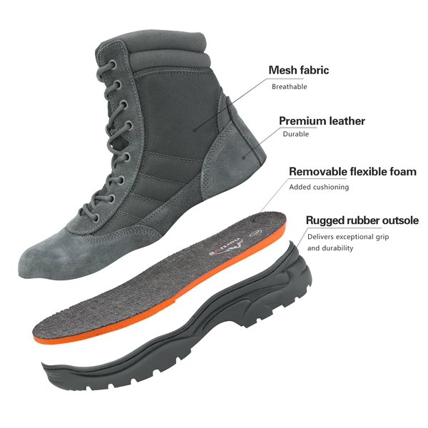 Men's Wide Military Tactical Work Boots【Wide Fit】 - DARK GREY-8 INCHES - 3