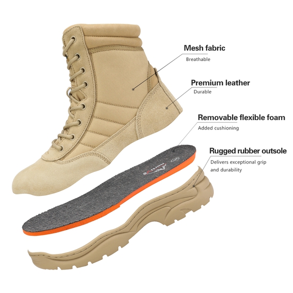 Men's Wide Military Tactical Work Boots【Wide Fit】 - SAND - 3