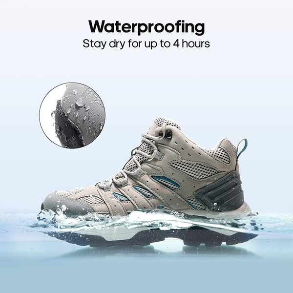 Women's Lightweight Waterproof Hiking Boots - LIGHT GREY - 2