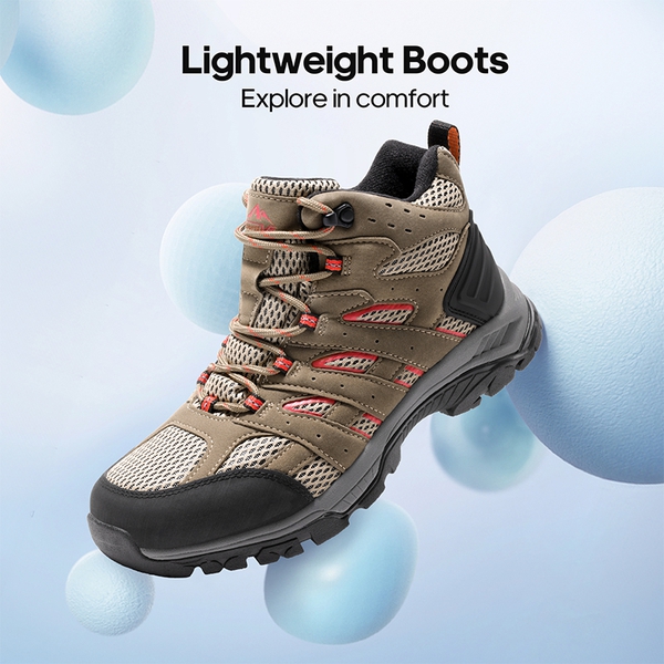 Women's Lightweight Waterproof Hiking Boots - BROWN-ORANGE - 1