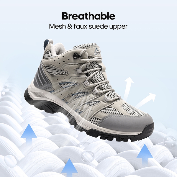 Women's Lightweight Waterproof Hiking Boots - LIGHT GREY - 4