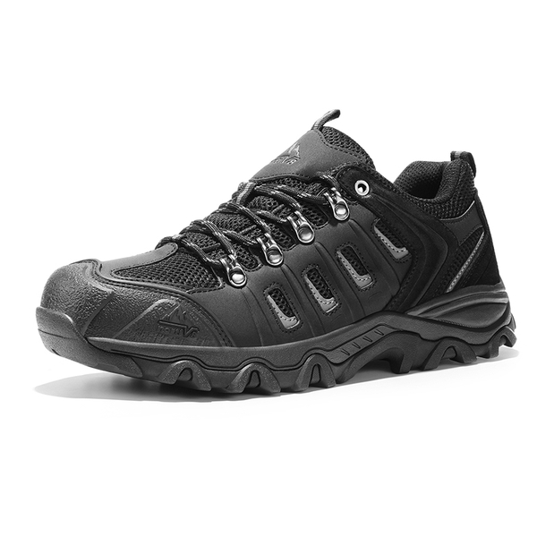 Men's Waterproof Low-Cut Hiking Shoes - BLACK/GREY-PU -  0