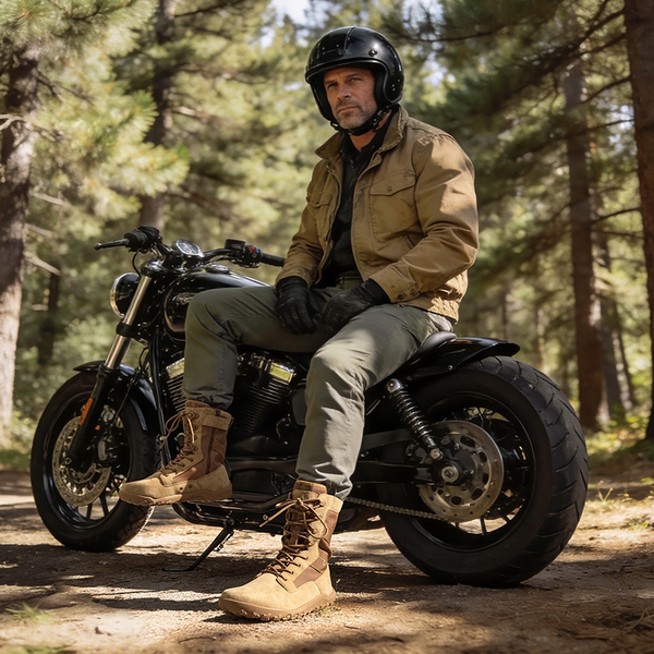 Men's Military & Tactical Wide Toe Leather Boots - COYOTE - 10